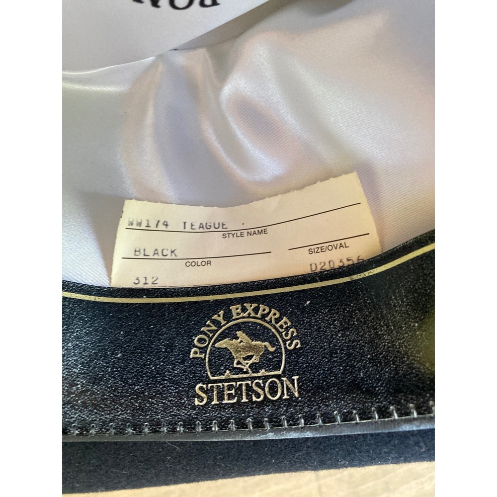 Stetson‎ Pony Express Teague Black Pure Wool Cowboy Hat Silver Concho Band 7 1/8 - Picture 6 of 12